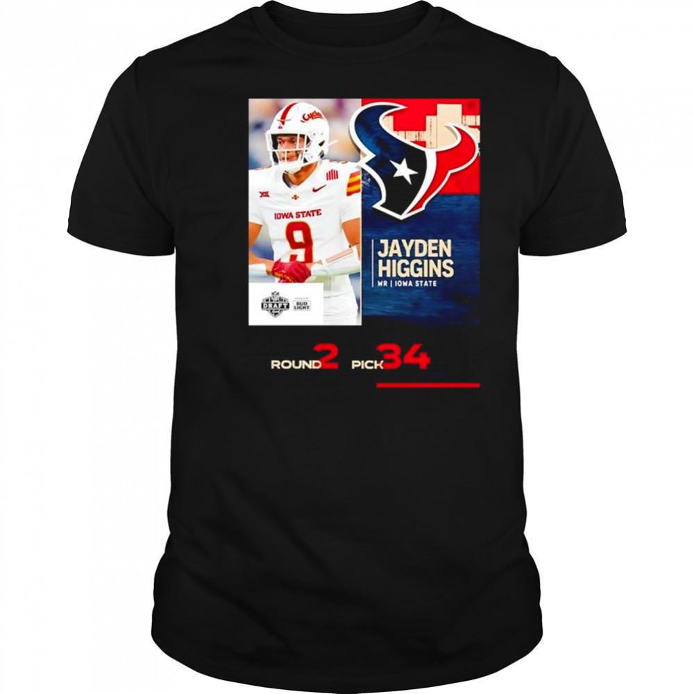Jayden Higgins Houston Texans 2025 Nfl Draft Poster T-Shirt