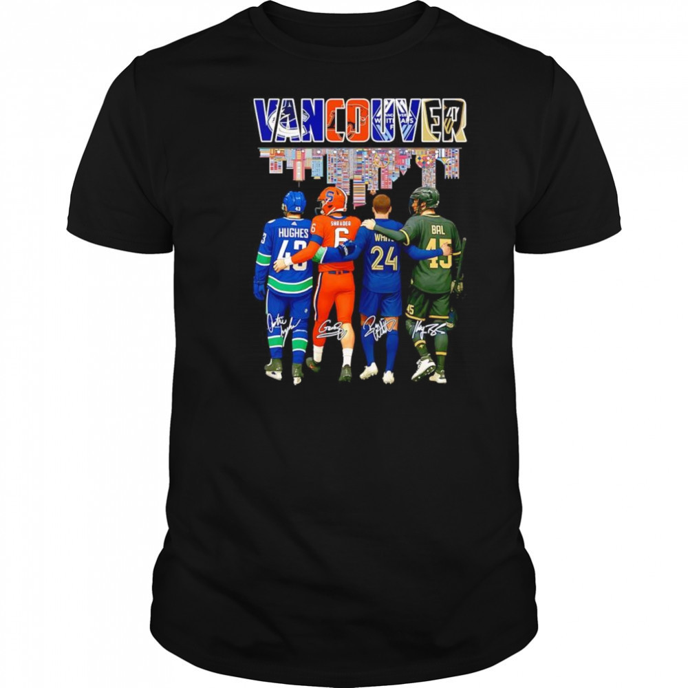 Vancouver Hughes Shrader White and Bal signature shirt