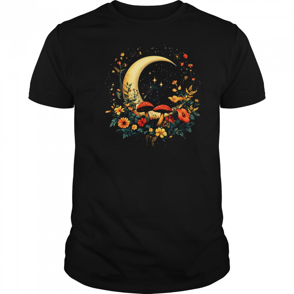 Aesthetic Cottagecore Botanical Moon Mushrooms Gardening shirt