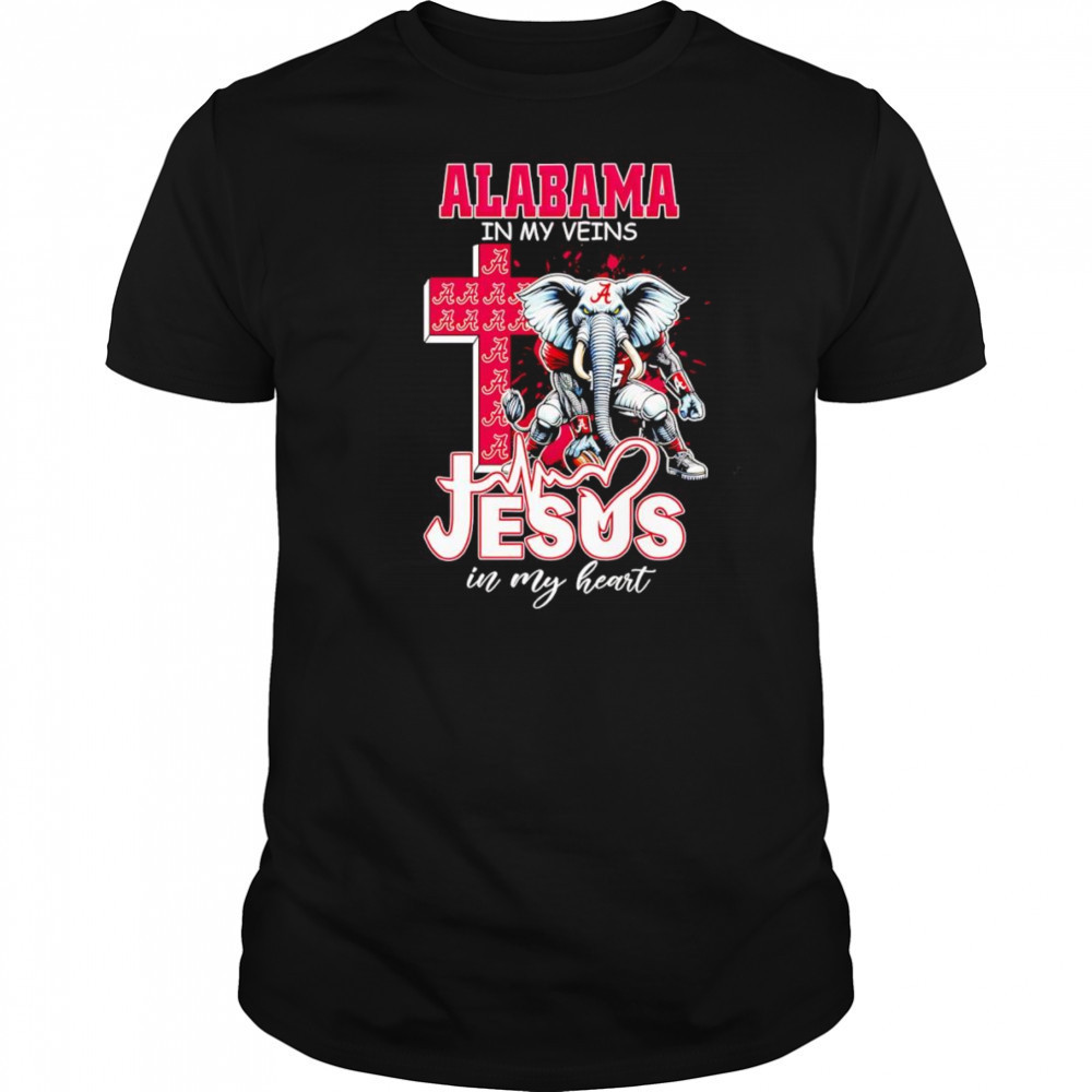 Alabama in my veins Jesus in my heart mascot shirt
