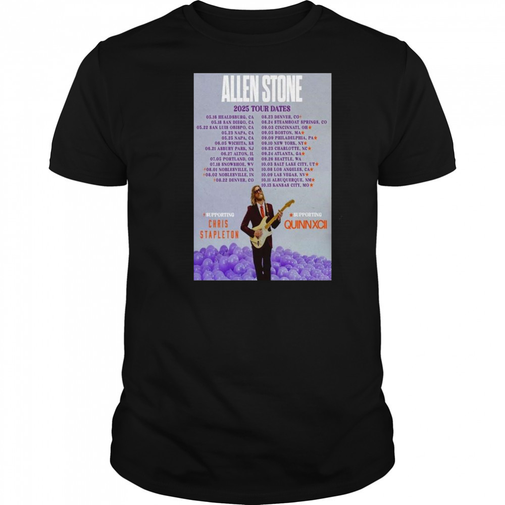 Allen Stone 2025 Tour Dates with Chris Stapleton, Quinn Xcii t-shirt