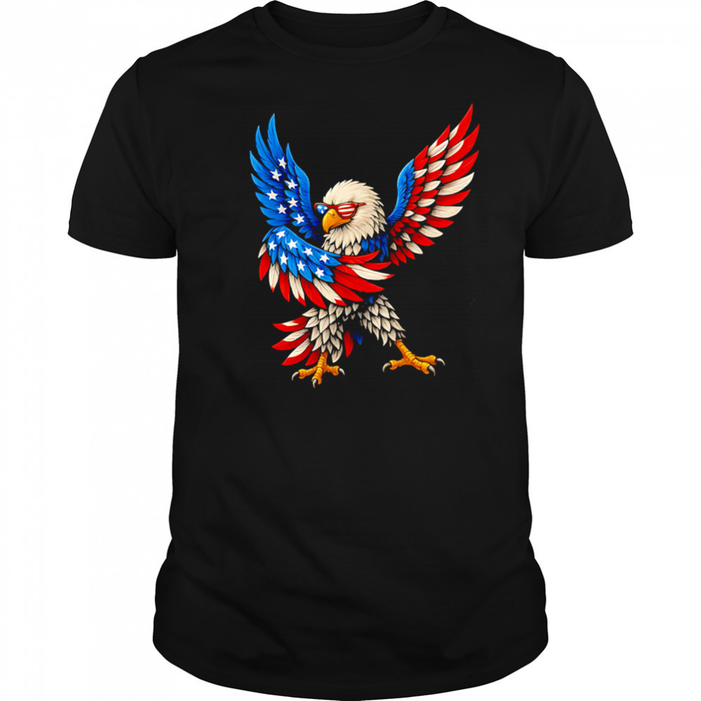 American Flag USA Dabbing Bald Eagle Patriotic 4th Of July shirt