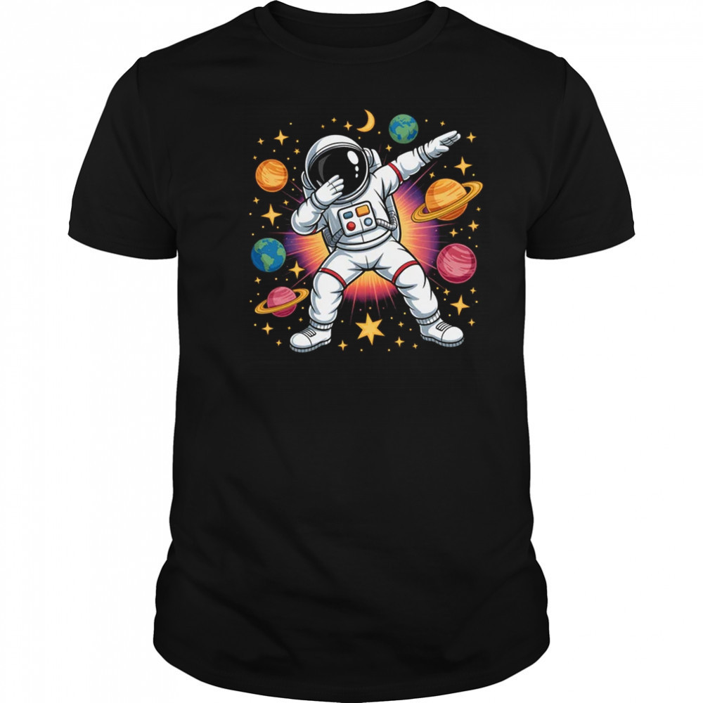 Astronaut Dabbing In Space Cosmic Galaxy Adventure Boy Girls shirt