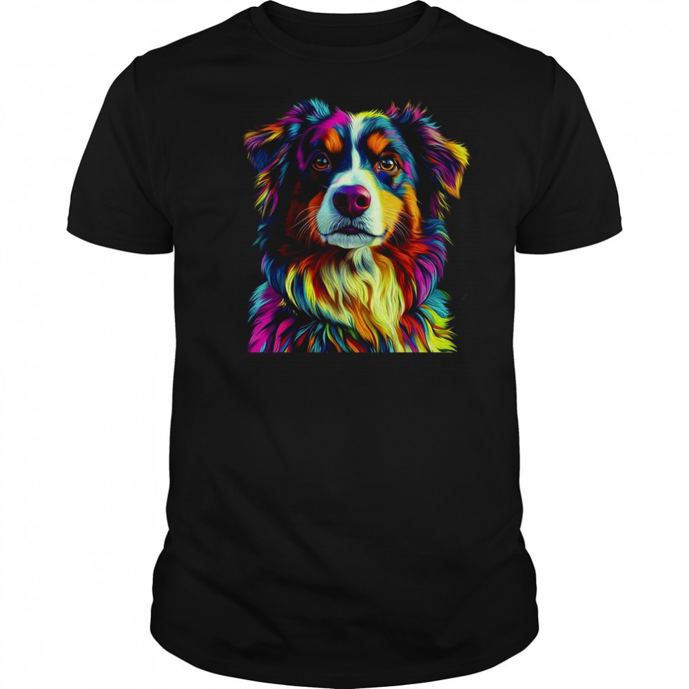 Australian Shepherd Dog Colorful Face Dog Lover Men Women shirt