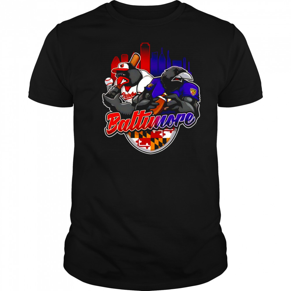 Baltimore baseball and football mascot shirt