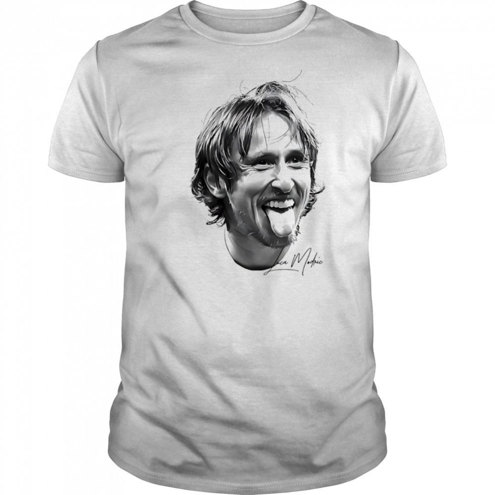 Big Head Luka Modric Real Madrid signature black white shirt
