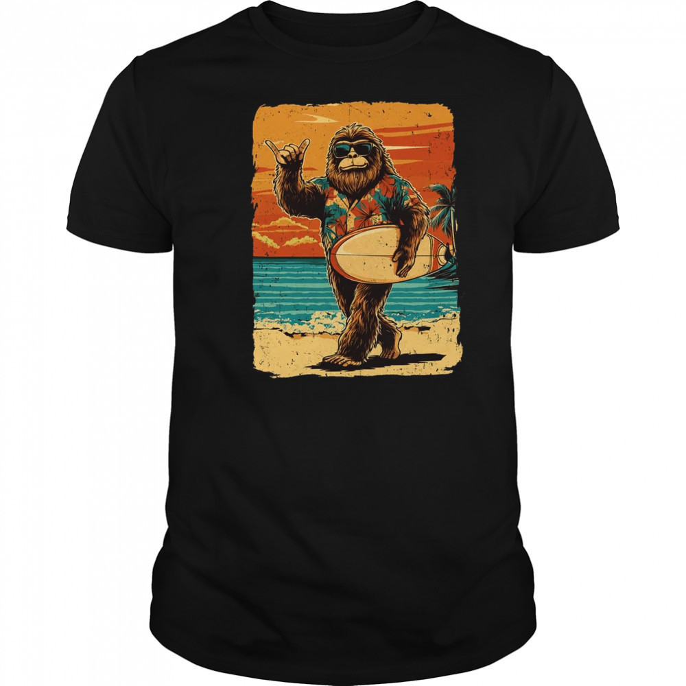 Bigfoot Aloha Hawaiian Surfing Tropical Beach Surfer shirt