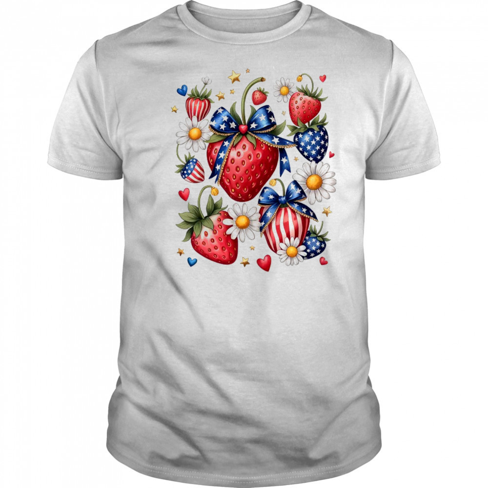 Boho 4th Of July Strawberry Patriotic Independence Day shirt