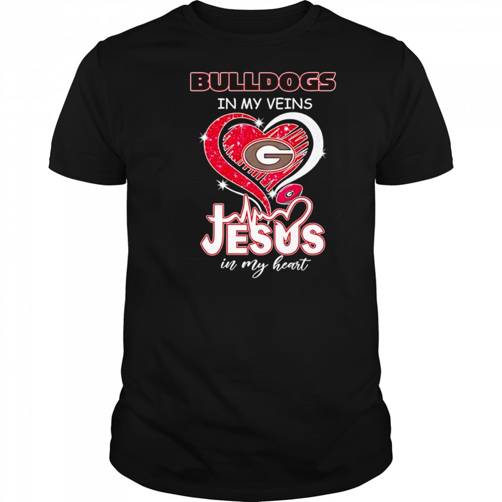 Bulldogs in my veins Jesus in my heart diamond shirt