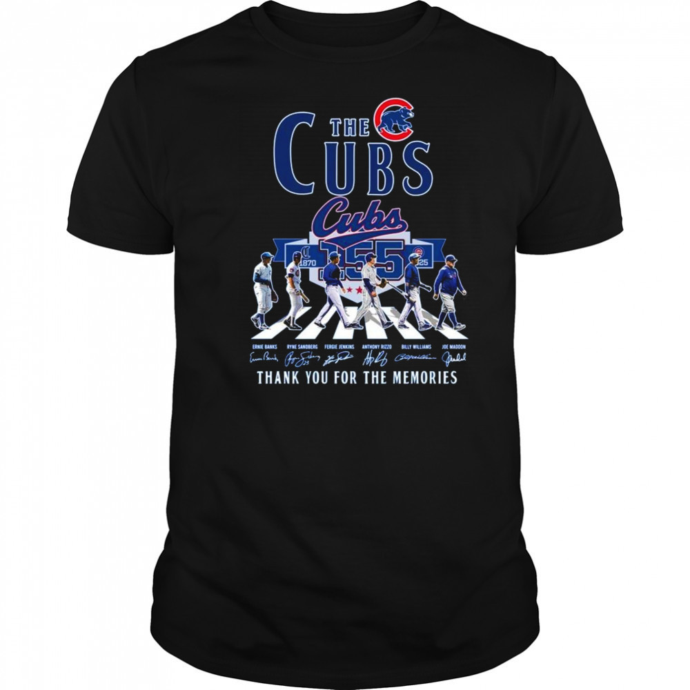 Chicago Cubs 155th Anniversary 1870 2025 Thank You For The Memories Signatures Walking Shirt