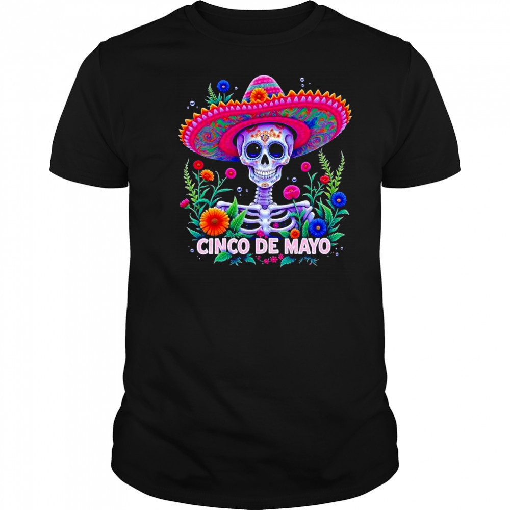 Cinco de mayo Mexican fiesta skeleton shirt