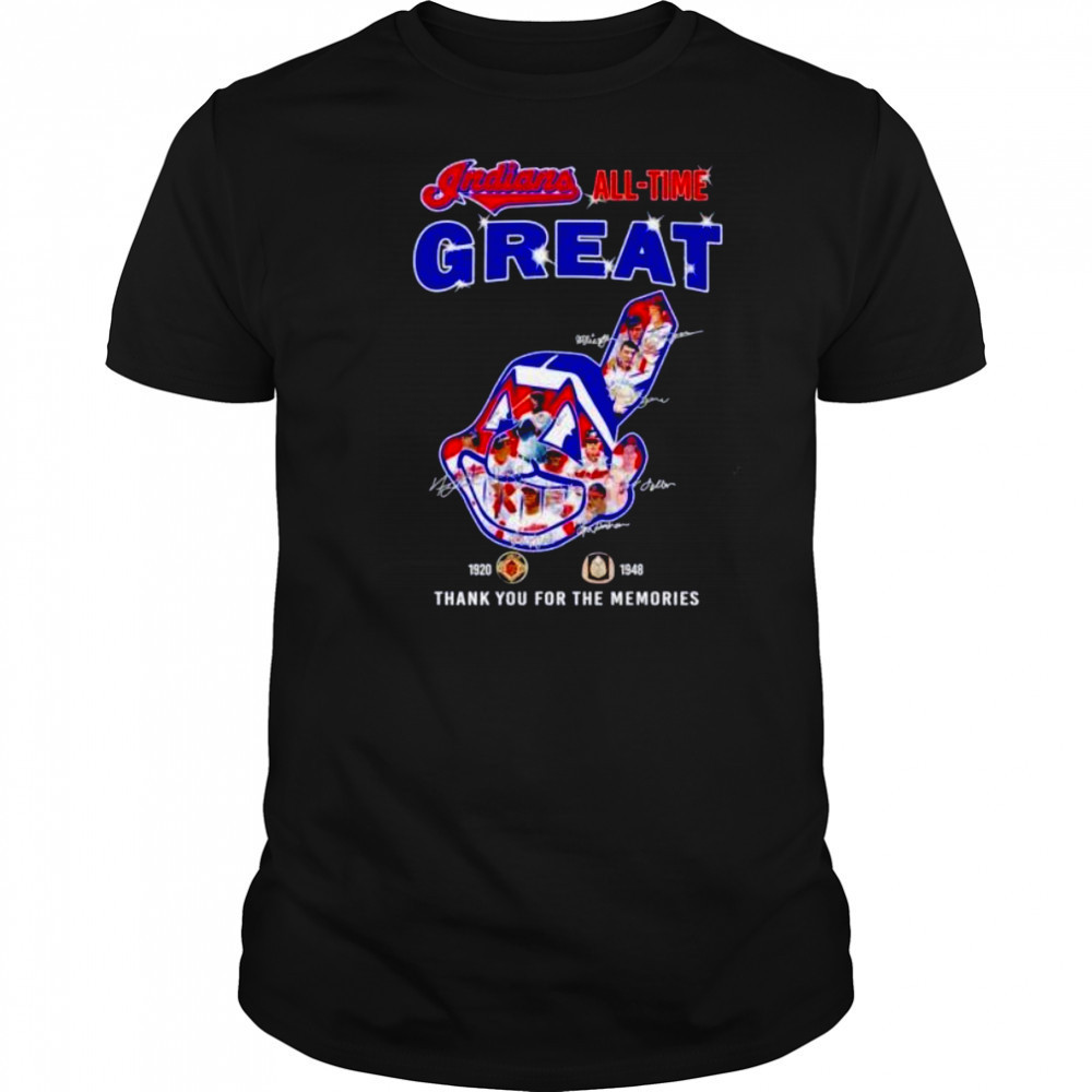 Cleveland Indians all time great 1920 1948 thank you for the memories logo players signature shirt