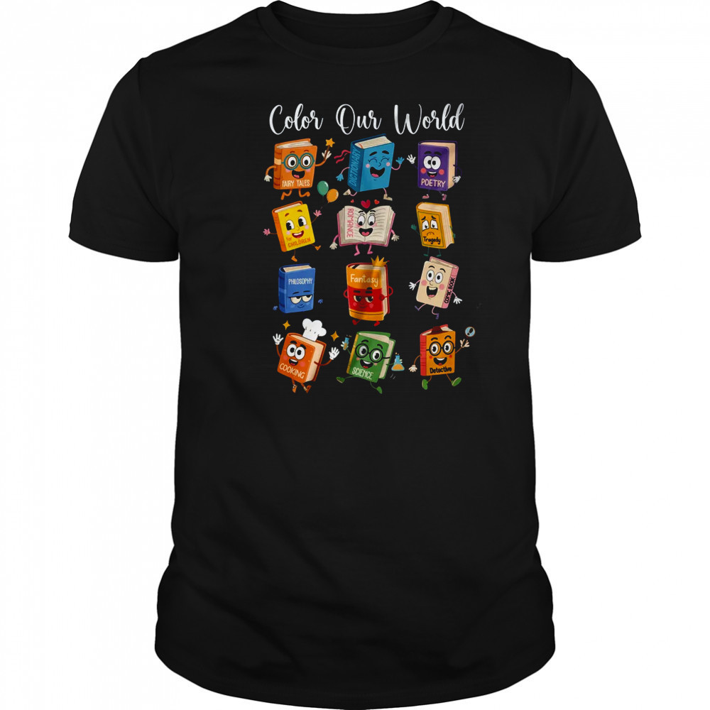 Color Our World Summer Reading 2025 Librarian Teacher Kids shirt