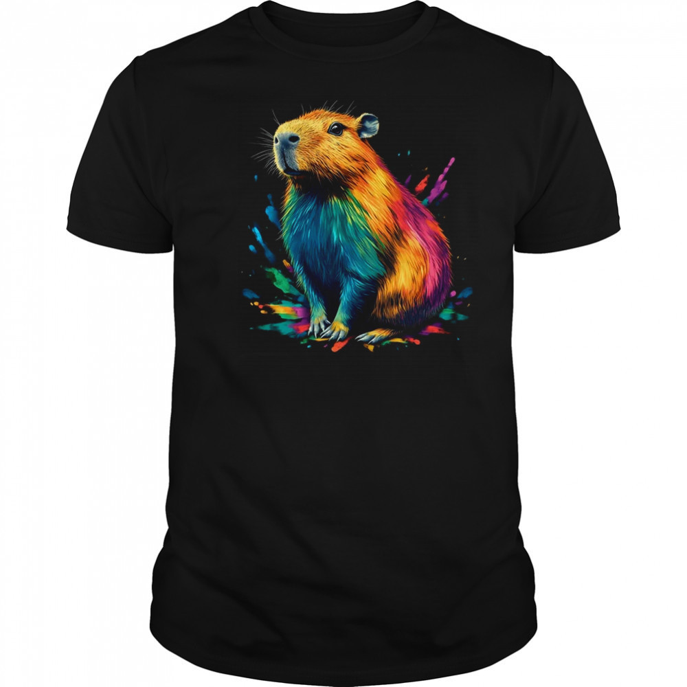 Colorful Watercolor Capybara Art Design For Men Women Kids shirt