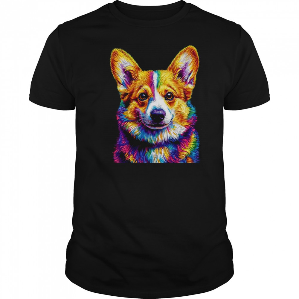 Corgi Dog Colorful Face Dog Lover Men Women shirt