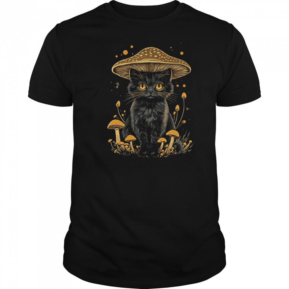 Cottagecore Aesthetic Cat Mushroom Women Kids Girls shirt