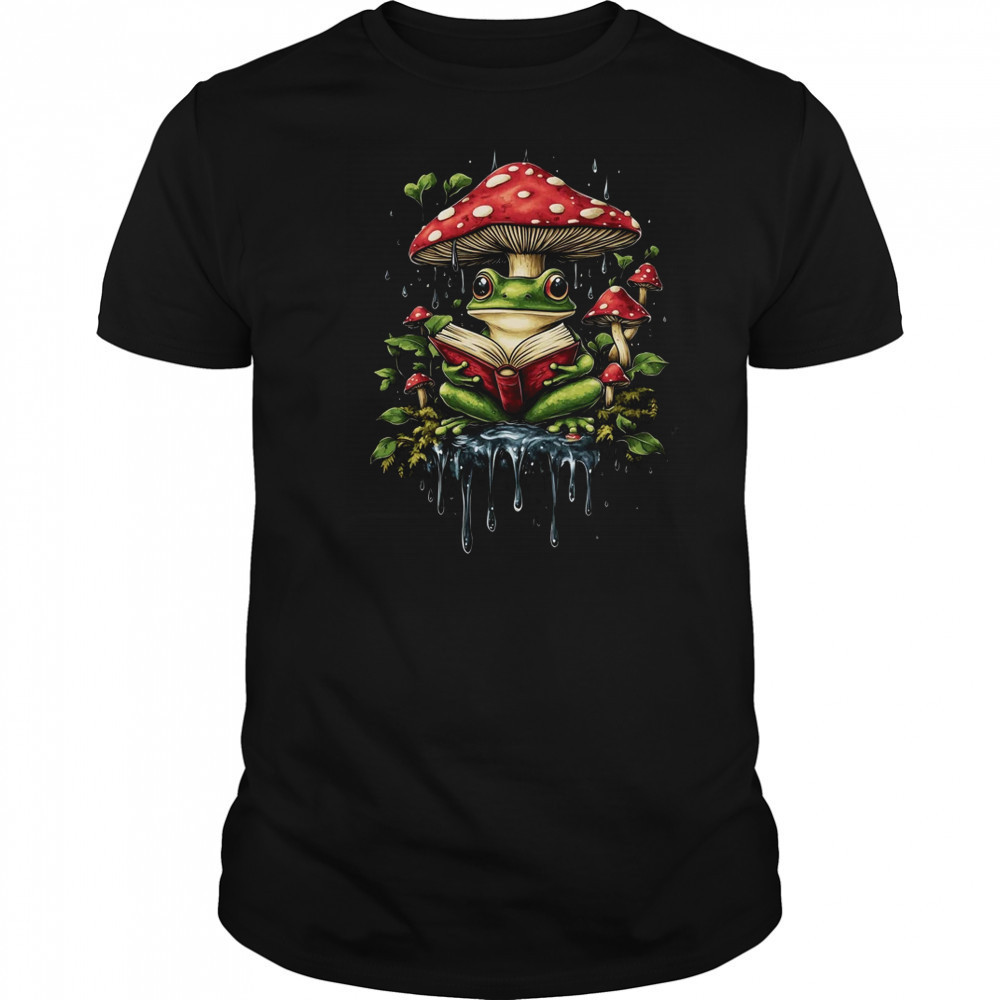 Cottagecore Aesthetic Frog Mushroom Moon Frog Graphic shirt