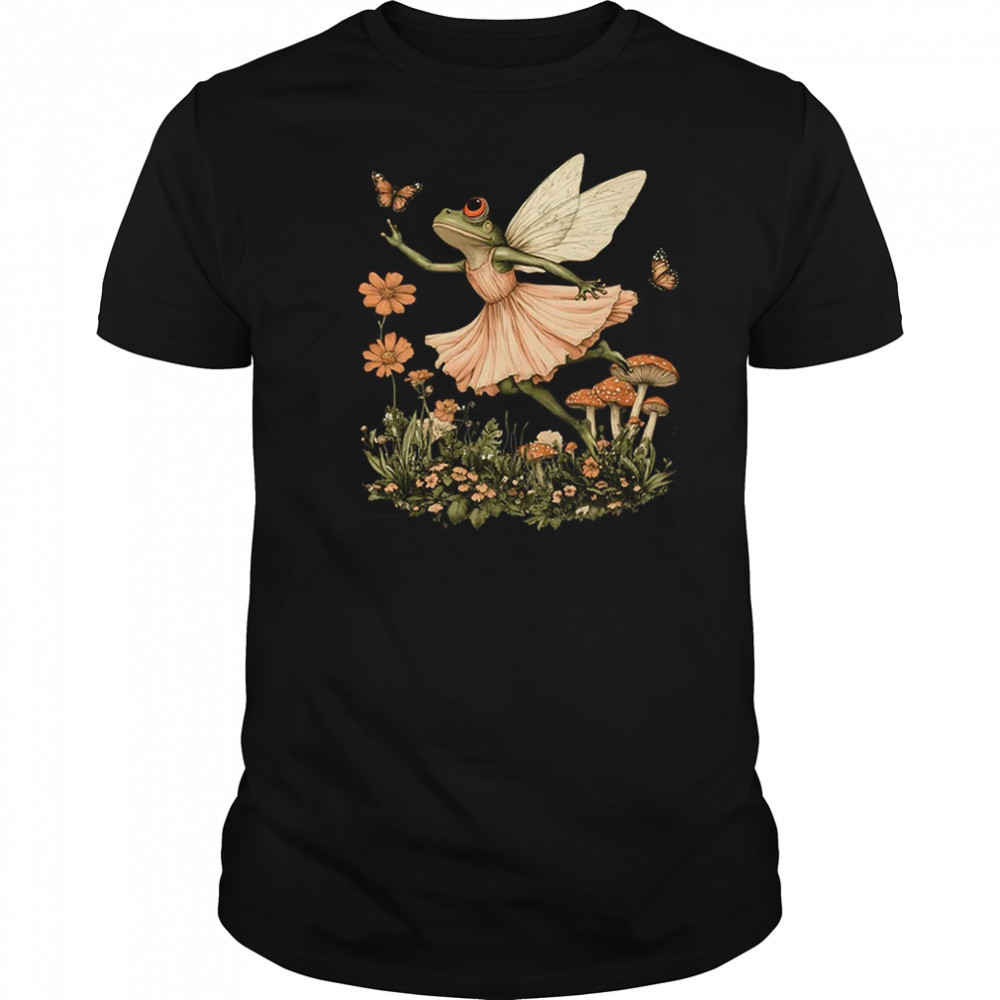 Cottagecore Aesthetic Vintage Fairy Frog Dancing Women Girls shirt