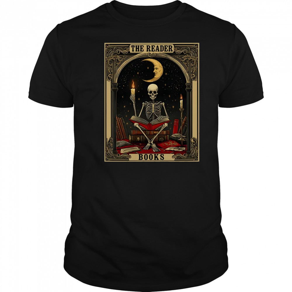 Cottagecore Skeleton Aesthetic Tarot Card The Reader Graphic shirt