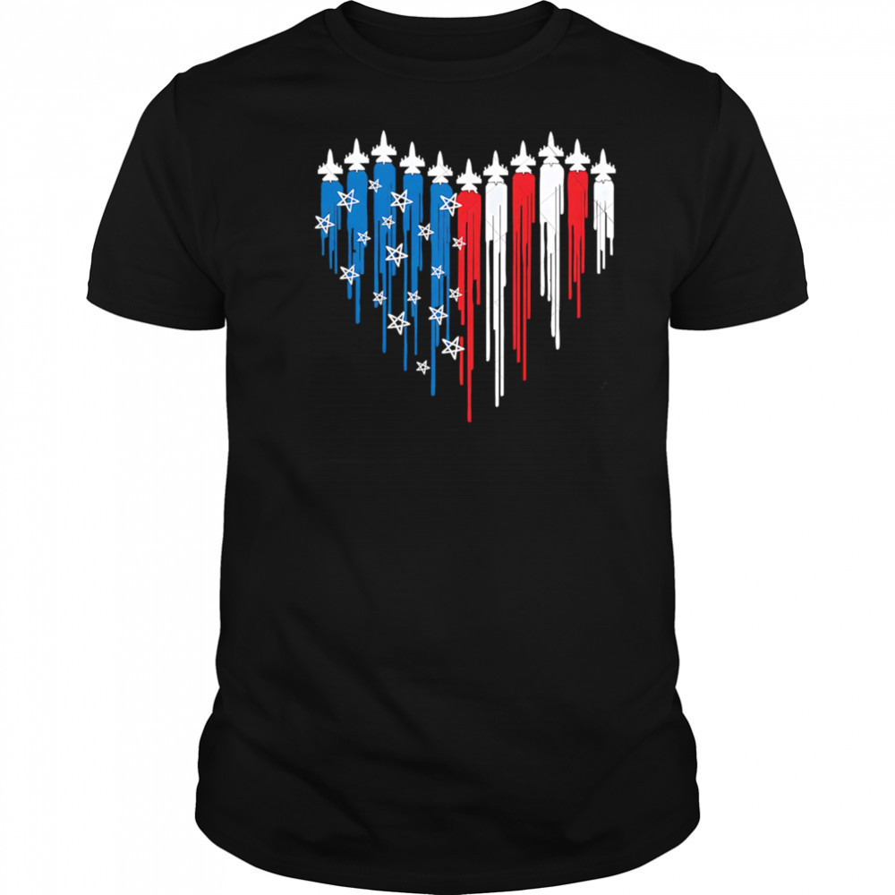 Fighter Jet Airplane American Flag Heart Svg USA Flag shirt