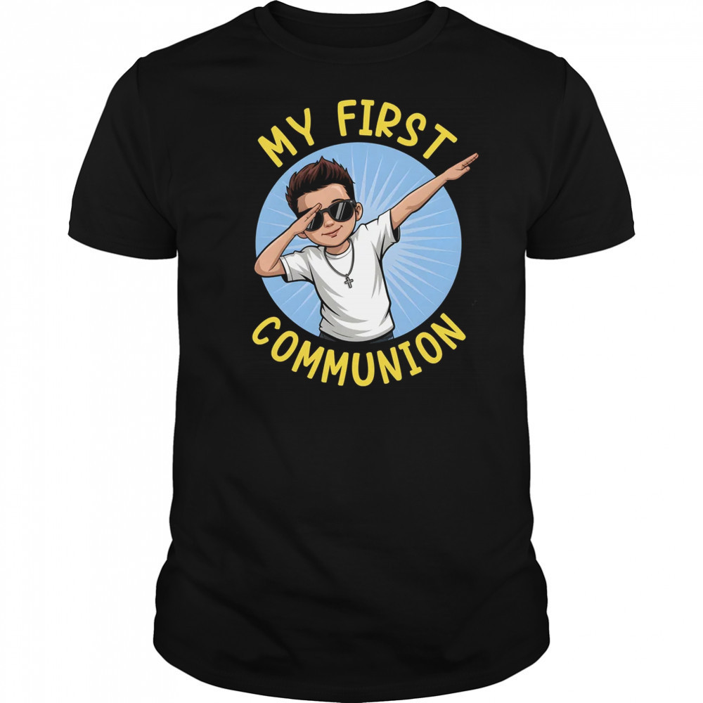 First Communion Boys Dabbing 1st Communion Holy Christian shirt