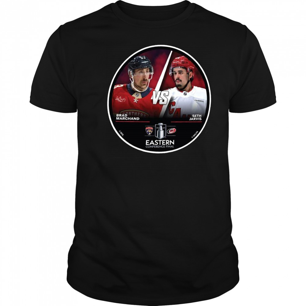 Florida Panthers Brad Marchans vs. Carolina Hurricanes Seth Jarvis 2025 Eastern Conference Final Shirt