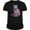 Funny Cute Cat Green Eyes USA Flag 4th Of July Cat Lover shirt