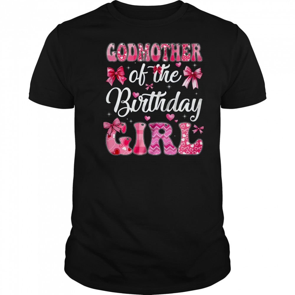 Godmother Of The Birthday Girl Family Pink Coquette Bow shirt