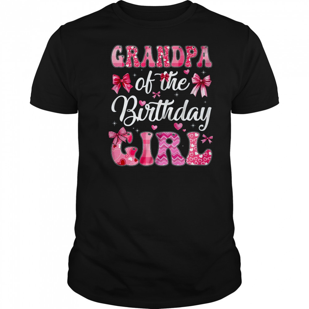 Grandpa Of The Birthday Girl Family Pink Coquette Bow shirt