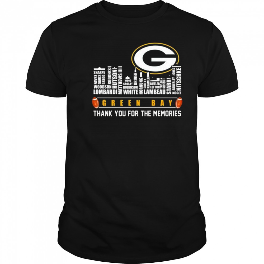 Green Bay Packers Thank You For The Memories Skyline Name Shirt