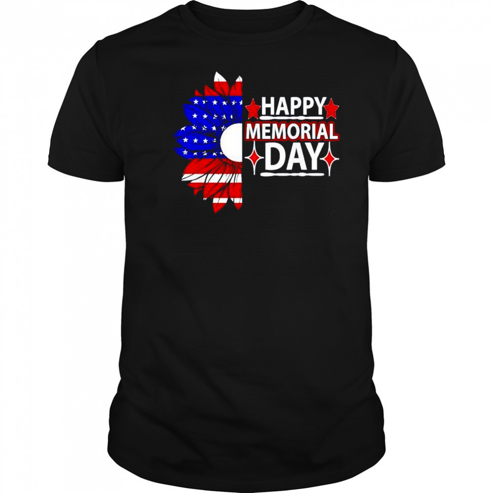 Happy memorial day US flag flower shirt