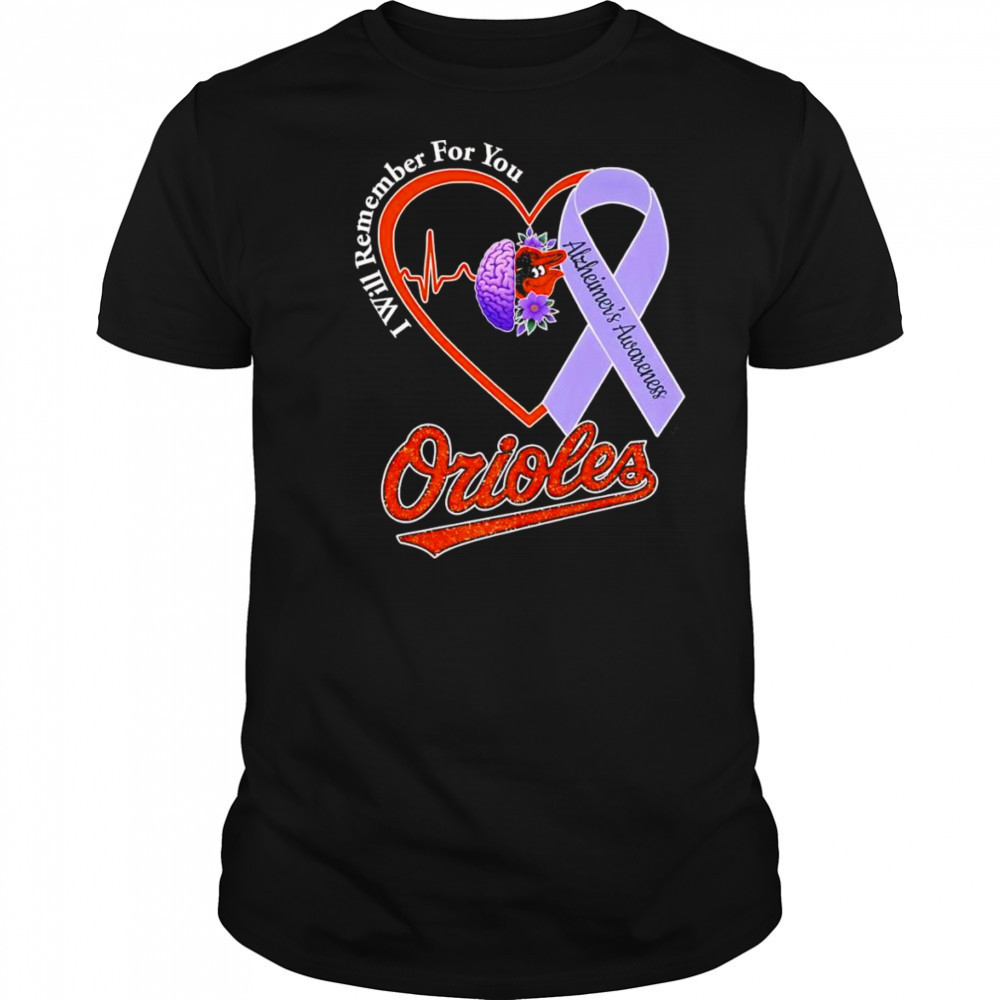 I will remember for you Alzheimer’s Awareness Baltimore Orioles shirt
