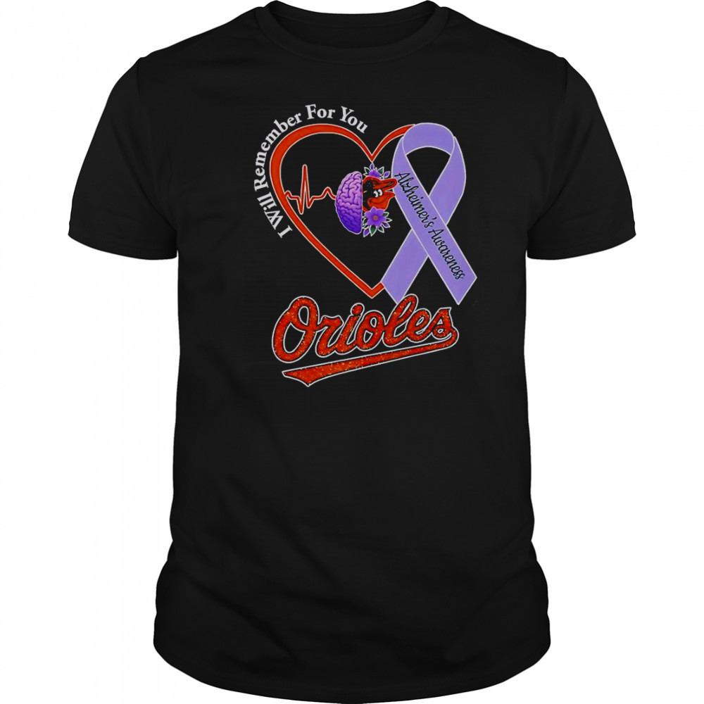 I Will Remember For You Alzheimer’s Awareness Baltimore Orioles T-Shirt