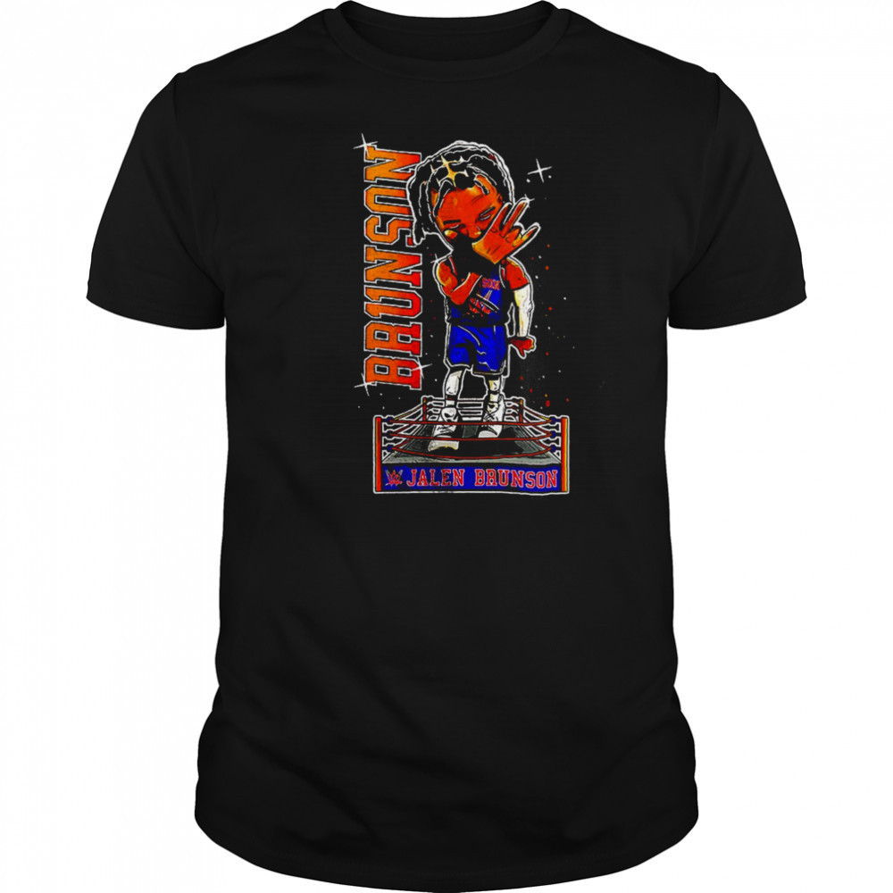 Jalen Brunson WWE cartoon shirt