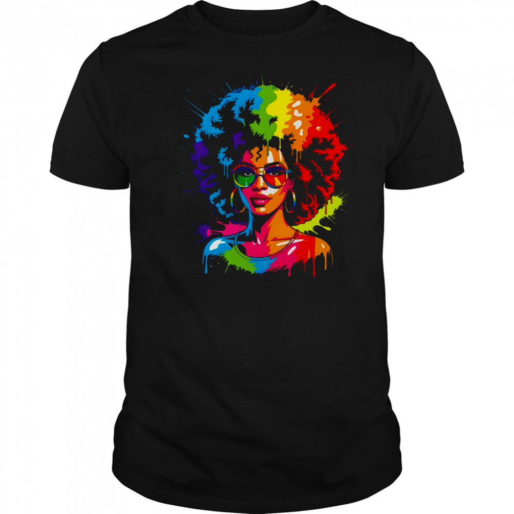 Juneteenth Black Queen Afro Pride Art Dripping Melanin Women shirt