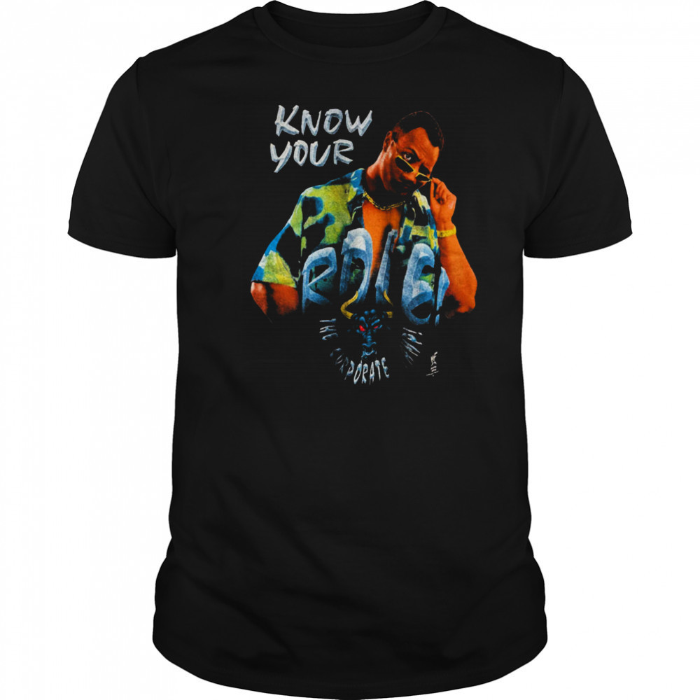 Men’s Black The Rock Know Your Role Corporate Champ 1998 WWF Wrestling T Shirt