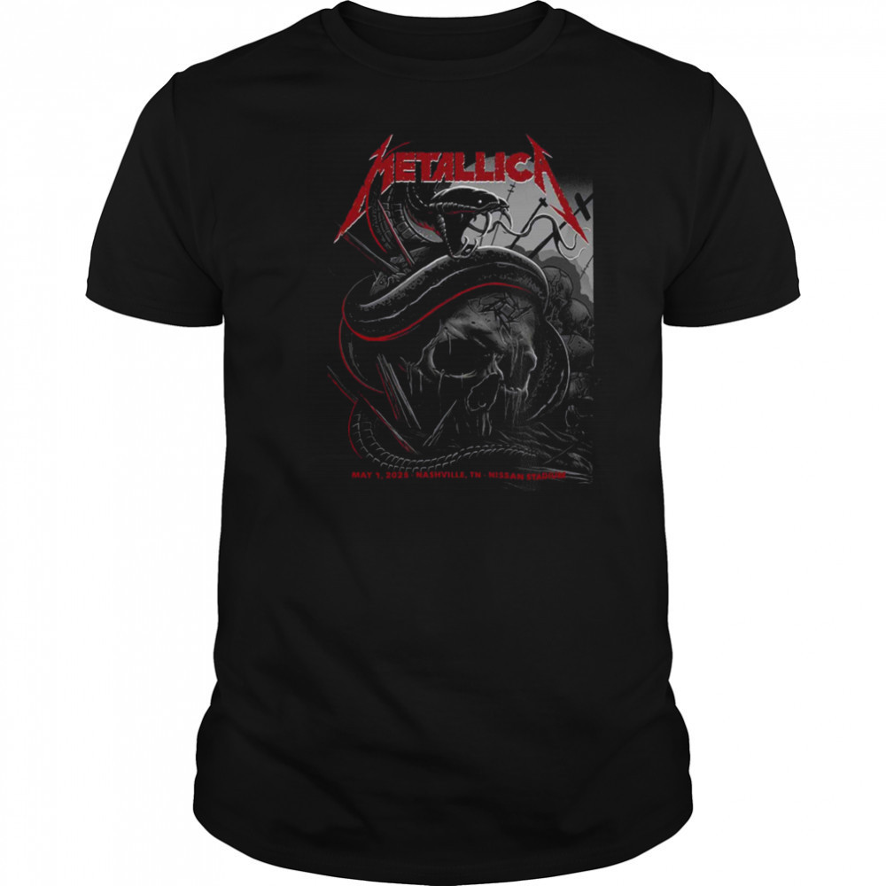 Metallica M72 Nashville Night 1 At Nissan Stadium On May 1 2025 North American Tour Unisex T Shirt Metallica M72 Nashville Night 1 At Nissan Stadium On May 1 2025 North American Tour Unisex T Shirt