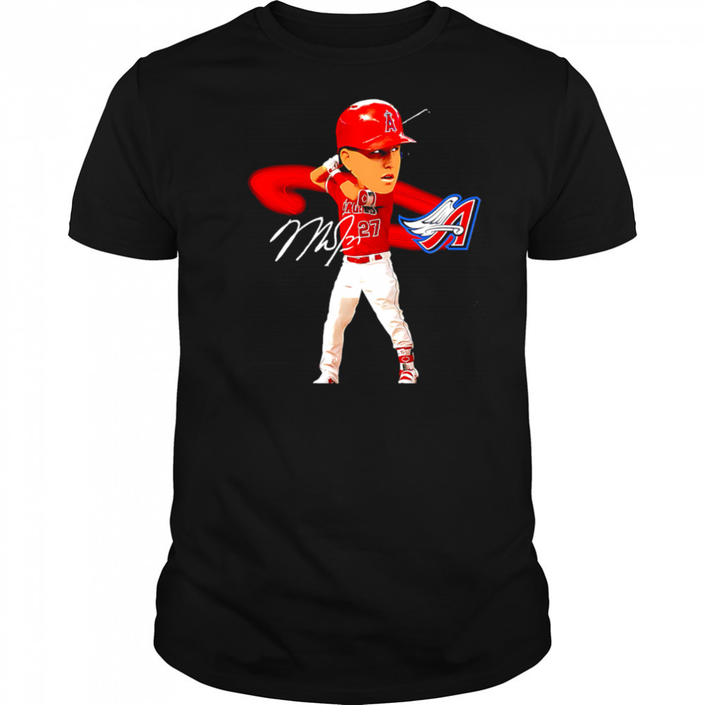 Mike Trout Los Angeles Angels signature cartoon player shirt