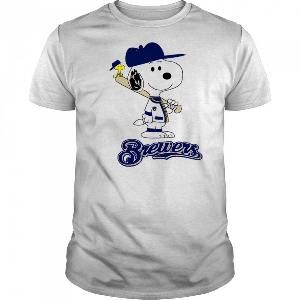 Milwaukee Brewers Snoopy Baseball funny cartoon shirt