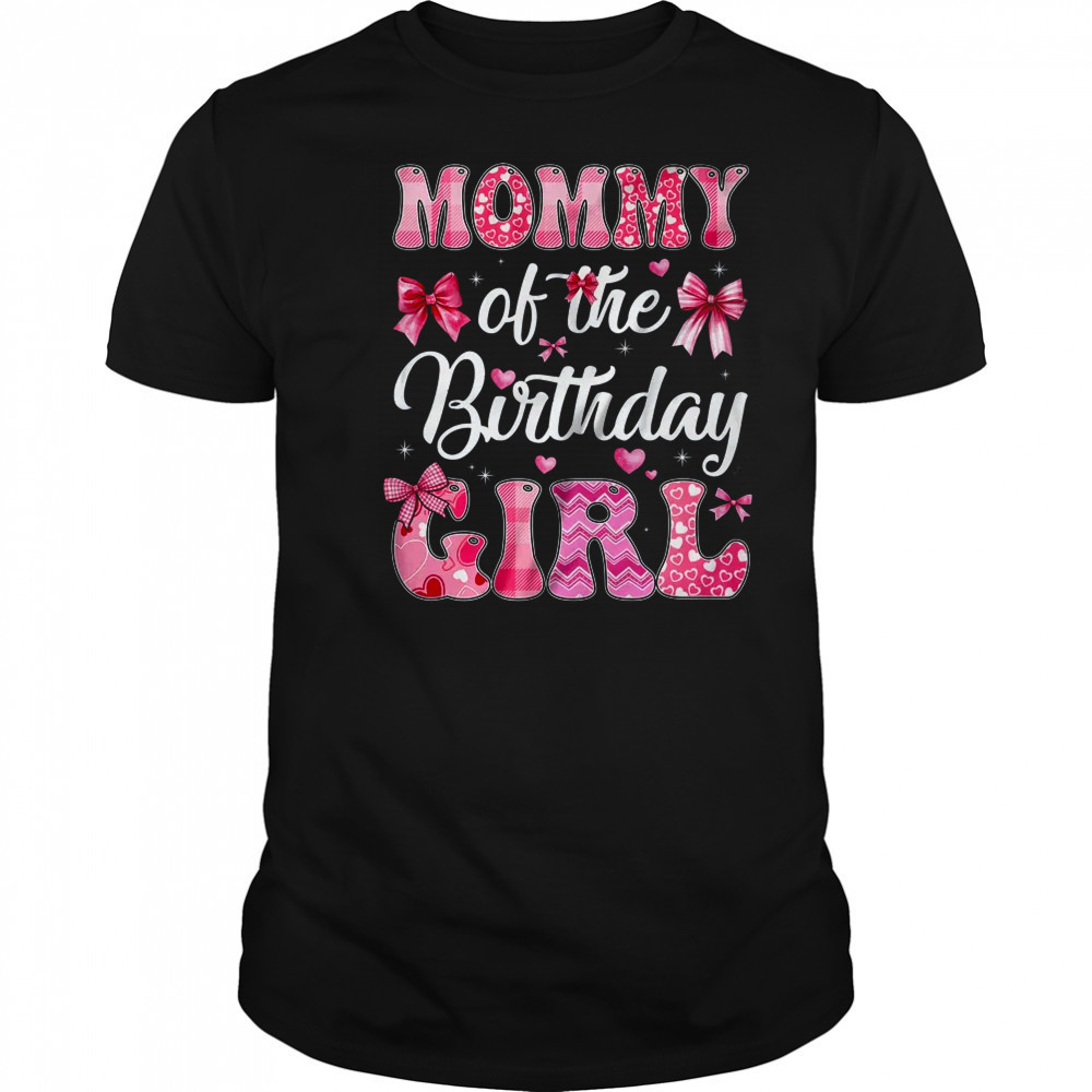 Mommy Of The Birthday Girl Family Pink Coquette Bow shirt