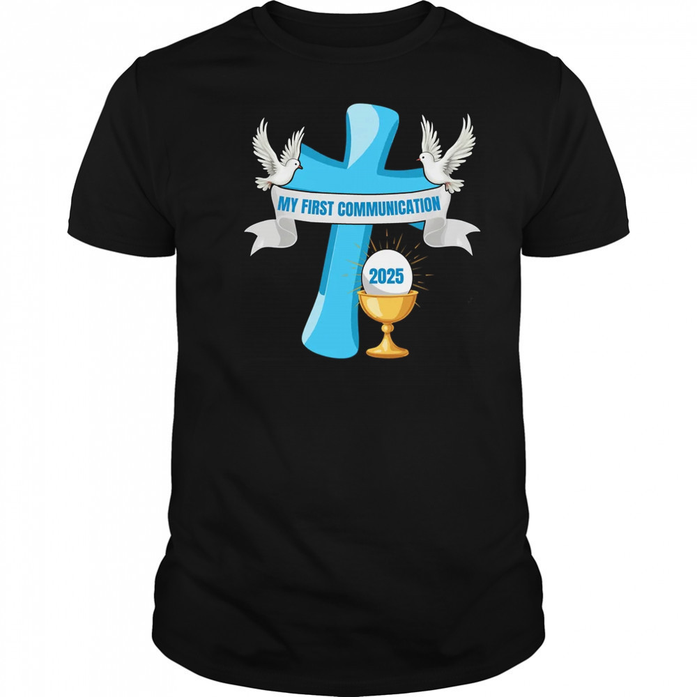 My First Communion 2025 Cross Chalice Eucharist Grandson Boy shirt