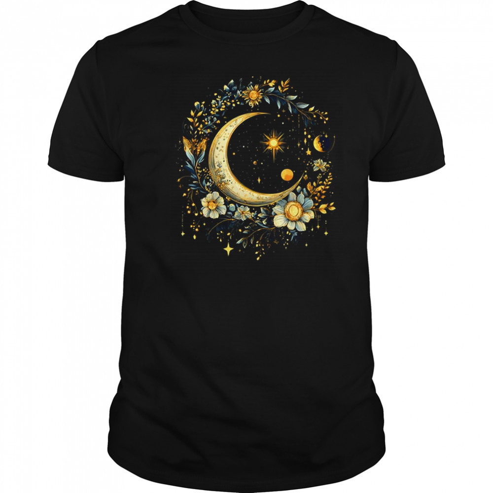 Mystic Sun And Moon Woman Girls Mystical Flowers Aesthetic shirt