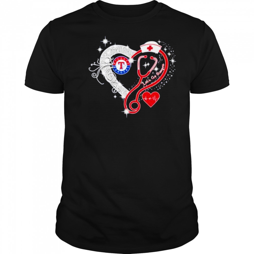 Nurse Texas Rangers let’s go Rangers heart stethoscope shirt