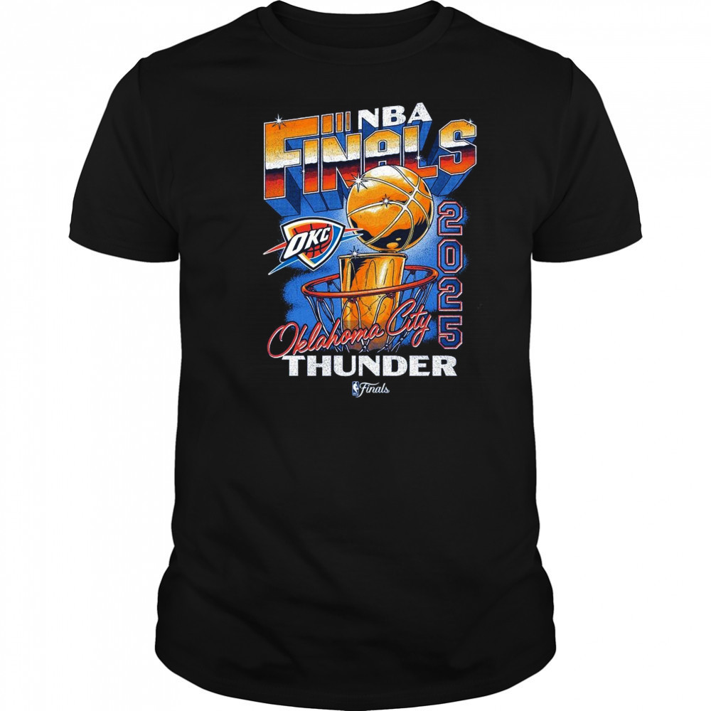 OKC Thunder 2025 NBA Finals Vintage Hoop & Trophy Shirt
