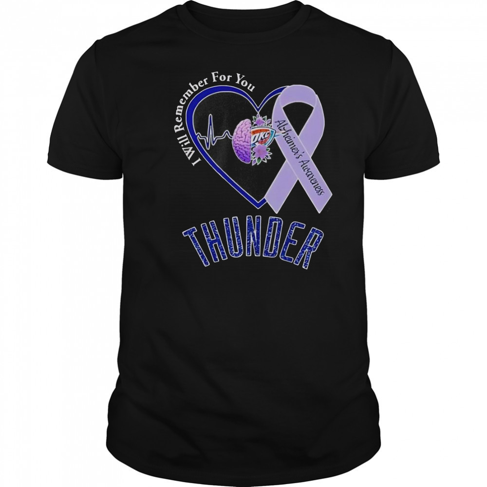OKC Thunder I Will Remember For You Alzheimer’s Awareness Ribbon T-Shirt