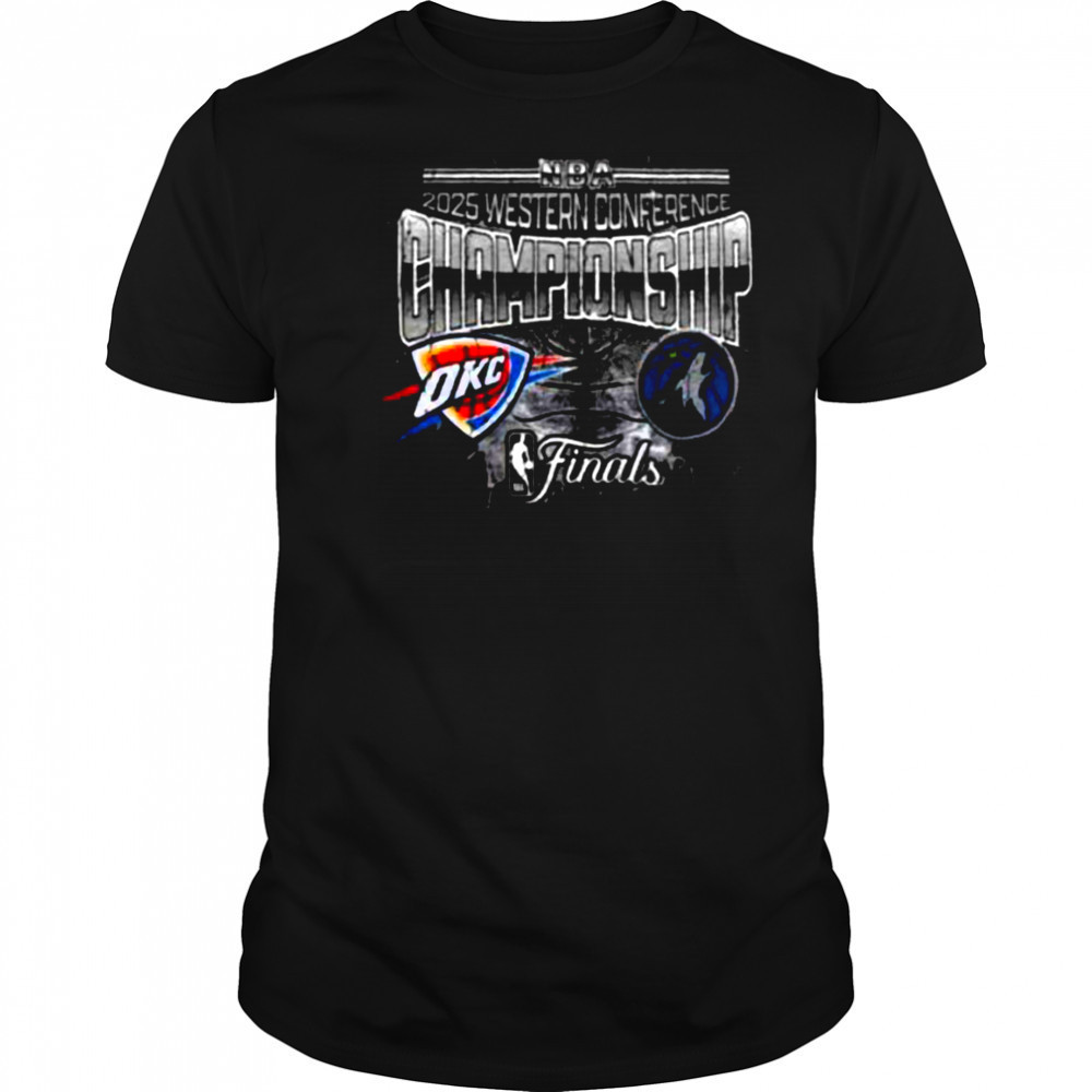 Oklahoma City Thunder Vs Minnesota Timberwolves Matchup NBA 2025 Western Conference Finals Black T Shirt