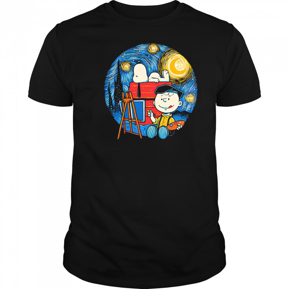 Painting the Night Charlie Brown as Vincent Van Gogh shirt