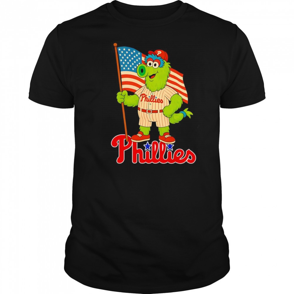 Philadelphia Phillies Phillie Phanatic mascot American flag shirt