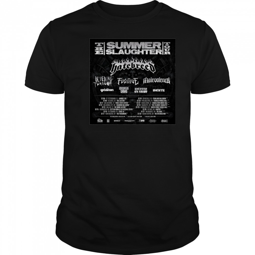 Poster The Summer Slaughter 2025 Hatebreed Bleeding Through Fugitive Malevolence t-shirt