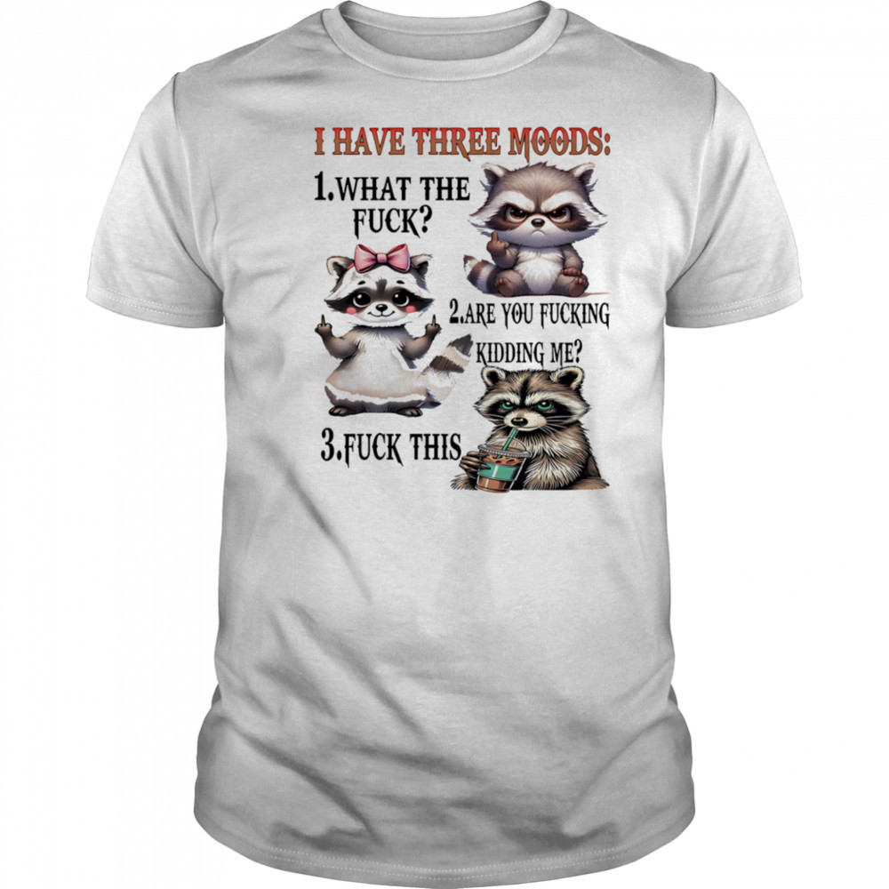 Raccoon I have three moods what the fuck are you fucking kidding me fuck this shirt